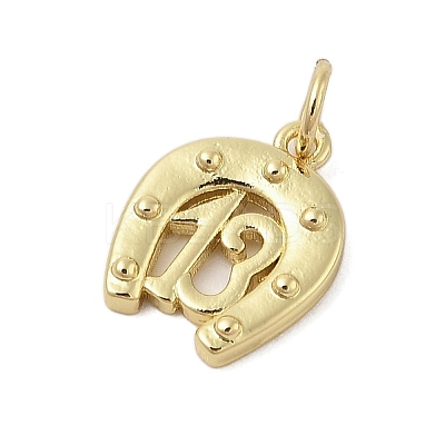 Horse Shoe Rack Plating Brass Pendants KK-Z074-34G-1
