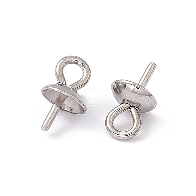304 Stainless Steel Cup Pearl Peg Bails Pin Pendants STAS-E030-4-1