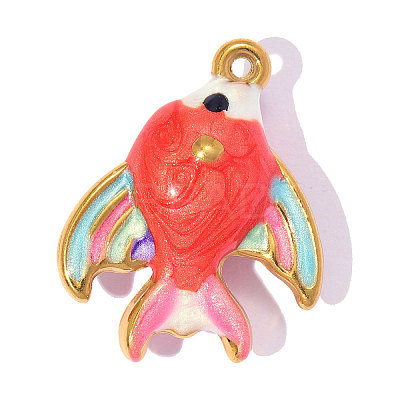 304 Stainless Steel with Enamel Pendants SA-OY001-32G-1