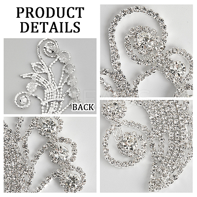 1Pair Brass Rhinestone Wedding Dress Decoration Accessories FIND-GF0006-54-1