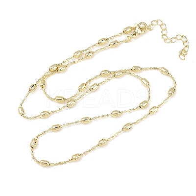 Brass Oval Ball Chain Necklaces for Men Women X-NJEW-L012-03G-1