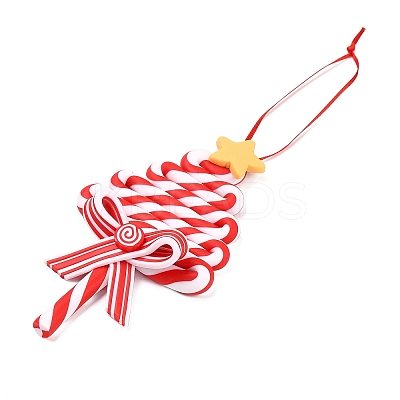 Christmas Tree Lollipop Handmade Polymer Clay Pendant Decorations HJEW-P017-02C-1
