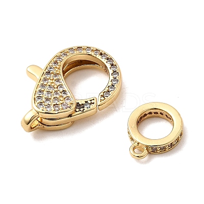 Brass Clear Cubic Zirconia Lobster Claw Clasps X-KK-Z078-50G-1