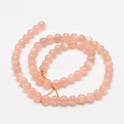 Natural Sunstone Round Beads Strands G-O017-6mm-11-1