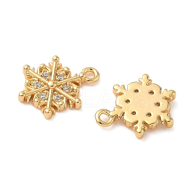 Christmas Brass Micro Pave Clear Cubic Zirconia Charms KK-B160-41G-02-1