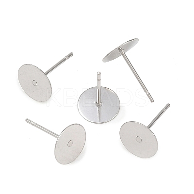 Non-Tarnish 304 Stainless Steel Flat Round Blank Peg Stud Earring Findings LS-A-STAS-S028-37-1