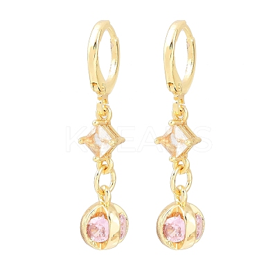 Brass Micro Pave Cubic Zirconia Star Hoop Earrings EJEW-B154-03G-1