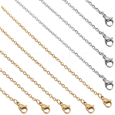 10Pcs 2 Colors 304 Stainless Steel Cable Chain Necklace NJEW-SC0001-25-1