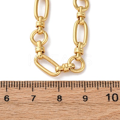 Ion Plating(IP) 304 Stainless Steel Oval & Ring Link Chain Necklaces for Women LS-NJEW-D056-02G-1