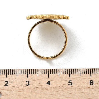 Flat Round 304 Stainless Steel White Shell Finger Rings for Women RJEW-G346-08G-02-1