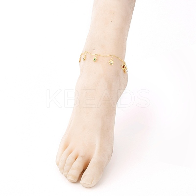 Brass Enamel Charm Anklets AJEW-AN00347-1
