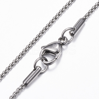Non-Tarnish 304 Stainless Steel Box Chain Necklace for Men Women NJEW-E087-03P-A-1