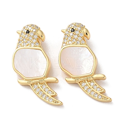 Brass Micro Pave Clear Cubic Zirconia Pendants KK-B083-31G-1