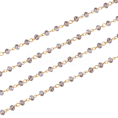 Handmade Rondelle Glass Beads Chains for Necklaces Bracelets Making X-AJEW-JB00037-05-1