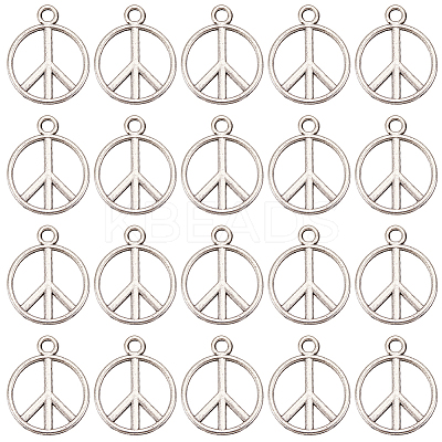 100Pcs Tibetan Style Alloy Peace Sign Pendants FIND-SC0006-34-1