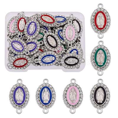 60 Pieces Virgin Mary Charm Connector Our Lady Virgin Mary Link Enamel Metal Charm Pendant JX330A-1