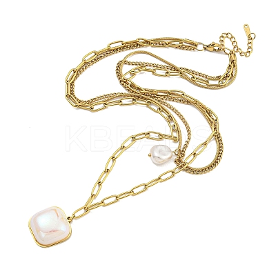 Ion Plating(IP) 201 Stainless Steel Multilayer Necklaces NJEW-K270-16G-1