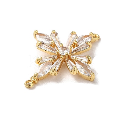 Brass Pave Clear Glass Rhinestone Connector Charms KK-B079-14G-1