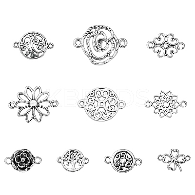 20Pcs 10 Styles Tibetan Style Alloy Connector Charms TIBE-YW0001-68-1