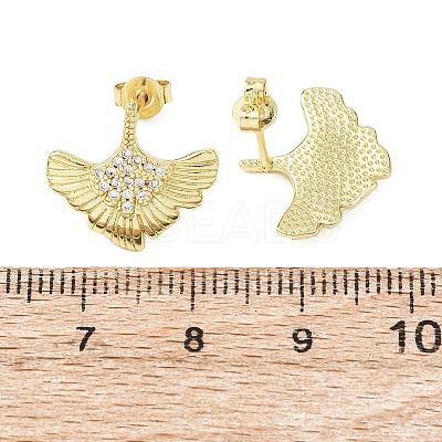 Brass Micro Pave Clear Cubic Zirconia Stud Earrings EJEW-D351-10G-1