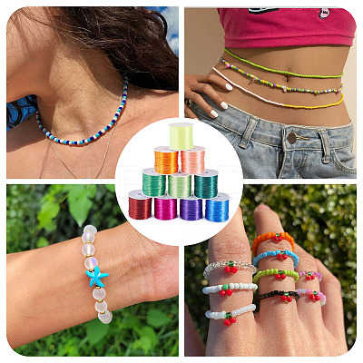 10 Rolls 10 Colors Flat Elastic Crystal Thread EW-TA0001-07-1