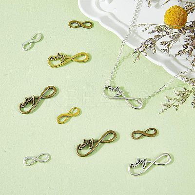 120Pcs 6 Styles Tibetan Style Alloy Infinity with Hope Connector Charms TIBE-FH0001-20-1