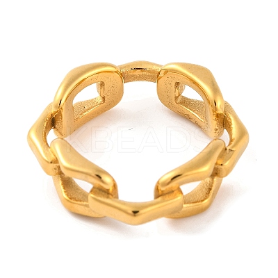 Ion Plating(IP) 304 Stainless Steel Link Chain Finger Rings for Women RJEW-S414-65B-G-1