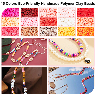 105g 15 Colors Handmade Polymer Clay Beads CLAY-AR0001-16-1