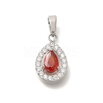 304 Stainless Steel Micro Pave Cubic Zirconia Pendants STAS-H228-03P-07-1