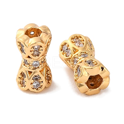 Brass Beads With Clear Cubic Zirconia KK-S403-09G-1
