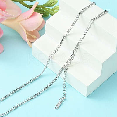 304 Stainless Steel Curb Chain Necklace for Men Women NJEW-YW0001-14-1