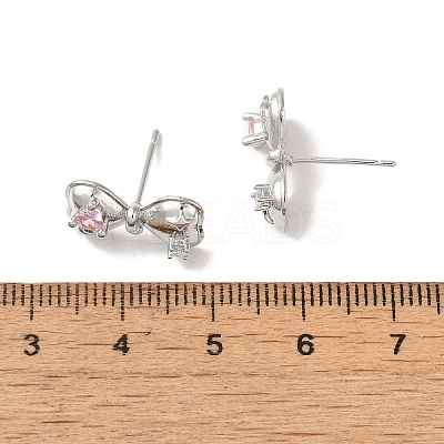 Left and Right Rack Plating Brass Micro Pave Cubic Zirconia Studs Earring Findings KK-K371-10P-1