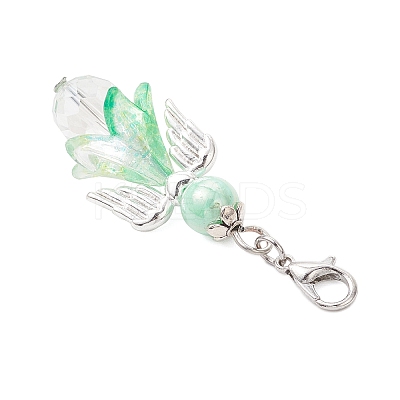 Flower Angel Acrylic & Glass Pendants Decorations HJEW-JM03604-1