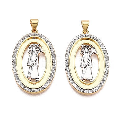 Brass Micro Pave Cubic Zirconia Pendants KK-T070-23G-02-1