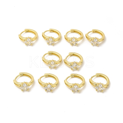 Cubic Zirconia Rhombus Hoop Earrings EJEW-E270-34G-1