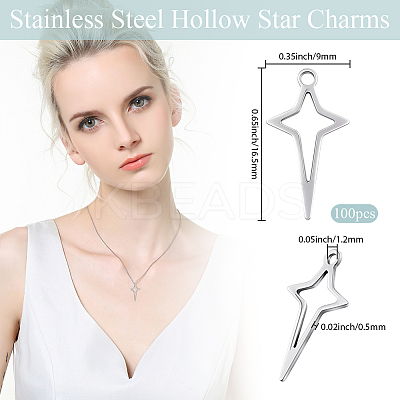 100Pcs 201 Stainless Steel Pendants STAS-BBC0008-31-1