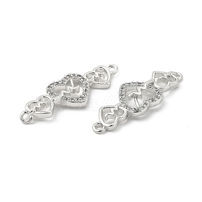 Brass Micro Pave Clear Cubic Zirconia Connector Charms KK-E068-VB383-1