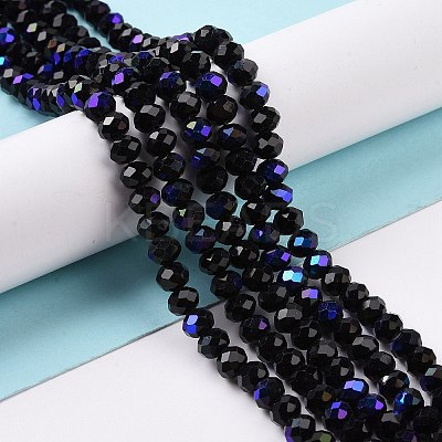 Electroplate Opaque Solid Color Glass Beads Strands EGLA-A044-P8mm-L18-1