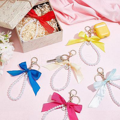 26Pcs Acrylic & Polyester Bowknot & Alloy Enamel Pendant Decoration HJEW-PH01949-1