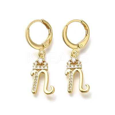 Brass Clear Cubic Zirconia Hoop Earrings EJEW-M045-01N-1