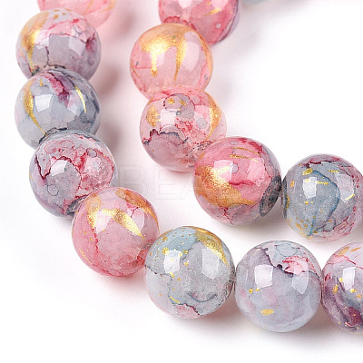 Baking Paint Crackle Glass Bead Strands DGLA-R053-05K-A-1