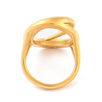 Ion Plating(IP) 304 Stainless Steel Oval Finger Rings for Women RJEW-S414-70B-G-1
