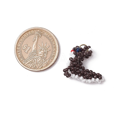 Glass Seed Beaded Squirrel Pendants PALLOY-MZ00584-1