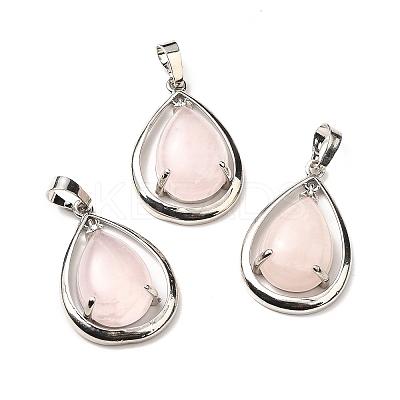Natural Rose Quartz Pendants G-B033-04P-19-1