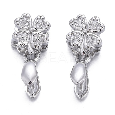 Brass Micro Pave Cubic Zirconia Ice Pick Pinch Bails KK-K244-44P-1