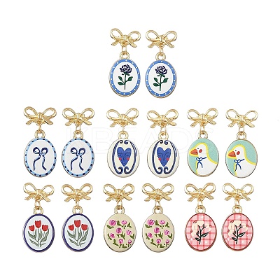 Printed Handmade Porcelain Dangle Earrings EJEW-JE07488-1