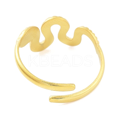 Real 18K Gold Plated 304 Stainless Steel Open Cuff Rings for Women LS-RJEW-B061-01G-07-1
