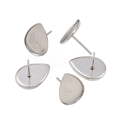 Tarnish Resistant Earring Cabochon Settings 304 Stainless Steel Ear Studs Blank Settings STAS-Q170-13-1