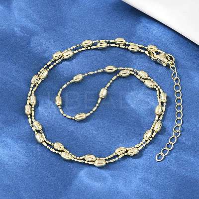 Brass Oval Ball Chain Necklaces for Men Women NJEW-L012-03G-1