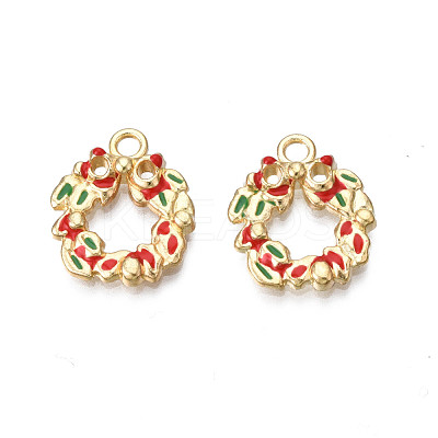 Rack Plating Alloy Enamel Pendants X-ENAM-N055-122-1